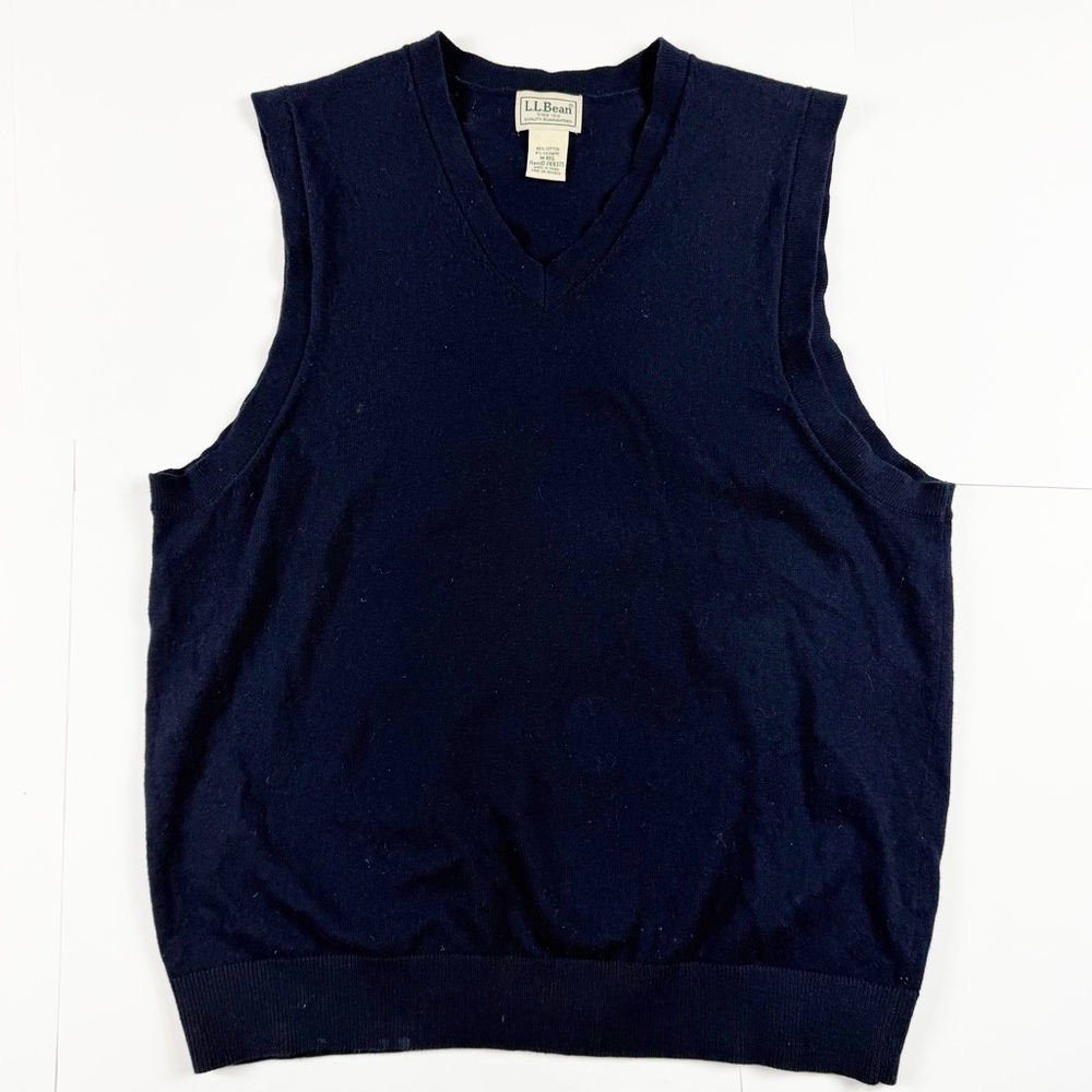 L.L.‎ Bean Men's Dark Blue V-Neck Sweater Vest Cashmere Blend M
